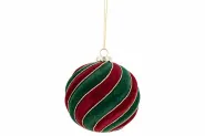 Kerstbal velvet bordeaux-groen 10cm glas