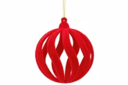 Hanger ball spiral flocked rood 7x7x7