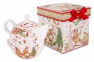 Giftbox tea for one cookie rood/wit 14x14x15cm