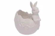 BOWL EGG SHAPED BUNNY WIT 12.8X13.3X15.6 DOLOMIET