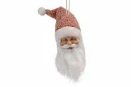 KERSTMANHOOFD HANGER ROZE H28CM POLYESTE