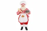 SANTA COOKIE ROOD WIT 13X9XH28CM TEXTIEL