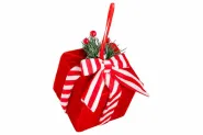 HANGER GIFT ROOD-WIT 8X8X11.5CM FLUWEEL