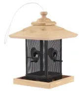 BNL Voedersilo dennenhout & zwart metaal vierkant Elin