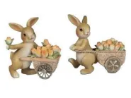 Hase mit Karre 2sort. 11x12cm aus Kunststein, handbemalt