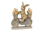 Hase auf Fahrrad 14x16cm handgefertigte Kunststein-Figur aufwendig gestaltet und bemalt