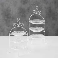 Stand with shelves Madita, H 32,00 cm, Clear glass, Single-colour, Transparent, White glass clear co