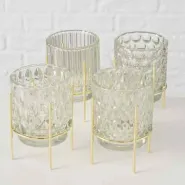 Windlight Noria, 4 ass., Round, H 11,00 cm, Iron, Clear glass, Single-colour mixed materials colour-