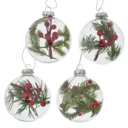 Christmas ball Alenka, 4 ass., D 8,00 cm, Clear glass, Transparent glass clear clea