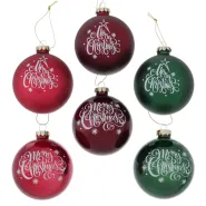 Christmas ball Noelle, 6 ass., Glass laquered, Dark red, Green, Red, Glitter, Mat,