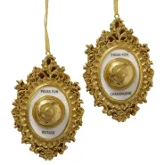 Decorative pendant Champagner Klingel, 2 ass., Oval, L 7,00 cm, H 10,00 cm, Shiny polyresin gold