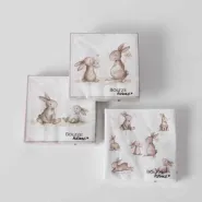 Napkins Knuffi, 20 p., 3 ass., Multi-coloured, Motif, Rabbit, Floral, Flower, Light brown, White, Pa