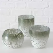 Windlight Henja, 3 ass., Round, H 9,00 cm, Glass laquered, Multi-coloured glass laquered colour-mix