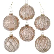 Christmas ball Poulin, 6 ass., D 8,00 cm, Glass laquered, Single-colour glass laque