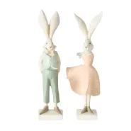 Figurine Jerko, 2 ass., Rabbit, H 36 cm, Polyresin, Cream white, Light green, Light rose polyresin c