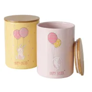 Storage canister Easy, 2 ass., H 16 cm, D 12 cm, Stoneware, Multi-coloured, Motif, Saying/Text, All-