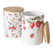 Storage canister Emily, 2 ass., H 17 cm, D 12 cm, Stoneware, Multi-coloured, Motif, All-round printi