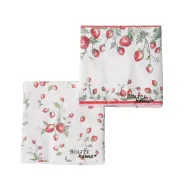 Napkins Emily, 20 p., 2 ass., Multi-coloured, Motif, Coloured edge, Strawberry, Green, Red, White, P