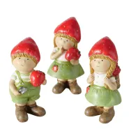 Figurine Emily, 3 ass., Children, Strawberry, H 13 cm, Polyresin, Red, Light green polyresin colour-
