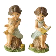 Figurine Agnes, 2 ass., Girl, H 12 cm, Polyresin, Brown, Green polyresin colour-mix