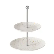 Stand with shelves Lavina, H 24 cm, New Bone, Single-colour, Dotted, White New Bone white