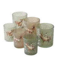 Windlight Luca, 3 ass., Round, H 8,50 cm, Glass laquered, Multi-coloured, Motif Quantity in set: 1;