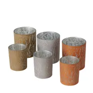 Windlight Gresa, 3 ass., Round, H 8,50 cm, Glass laquered, Multi-coloured, Floral Quantity in set: 1