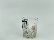 Glass candle holder w/clear&decal  10*10*h12,5