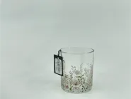 Glass candle holder w/clear&decal  8,8*8,8*h10