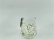 Glass candle holder w/clear&decal  10*10*h12,5