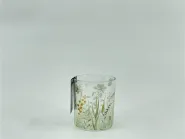 Glass candle holder w/clear&decal  7*7*h8