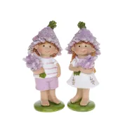 lavender kids, 2 asstd., white/purple, polyresin, ca. 7,5 x 5,5 x 14,5 cm h