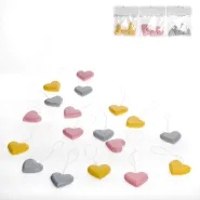 hanger heart, set/9, 3 colors assortd., MDF, size ca. 3 x 3 cm