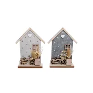 house on base, 2 assortd., felt/MDF, size  13 x 4 x 21 cm h