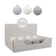 Bal glas wit l.blauw d.blauw 3 assorti - d8cm
