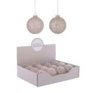 Ornament bal roze transparant 2 assorti - d8cm
