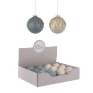 Ornament bal blauw creme 2 assorti - d8cm
