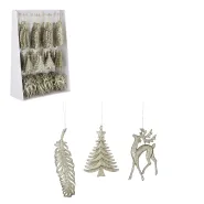 Ornament winter goud 3 assorti - h14xd10cm
