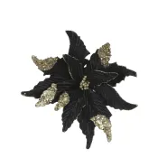 Clip poinsettia zwart - h24xd28cm
