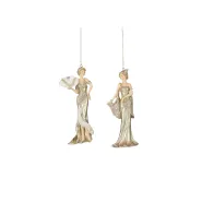 Ornament dame champagne 2 assorti - l6,5xb4xh15cm
