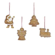 Ornament christmas bruin 4 assorti - l6xh7,5cm
