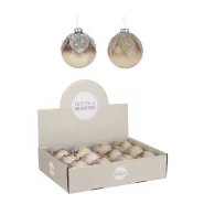 Bal glas blad bruin creme 2 assorti - d8cm
