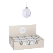 Kerstbal glas wit iriserend - d8cm
