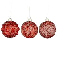 Bal glas rood 3 assorti - d8cm
