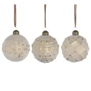 Bal glas wit 3 assorti display - d8cm
