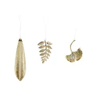 Ornament blad goud 3 assorti - l5xb7,5cm
