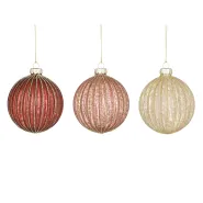 Bal glas bruin roze oranje 3 assorti - d8cm
