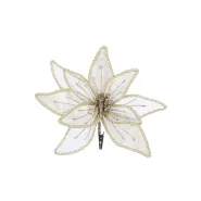 Clip poinsettia off white - h12xd20cm
