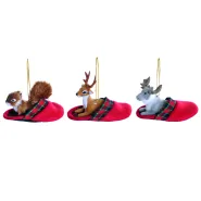 HANGER ANIMAL W SLIPPER 13CM NATURAL/RED