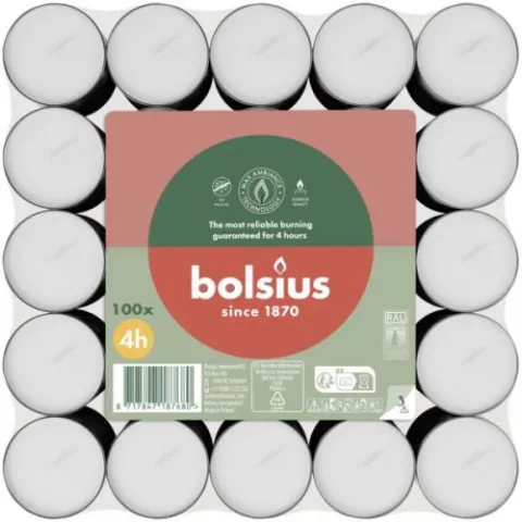 Bolsius Dsp Theelicht 4uur pak100 WHI